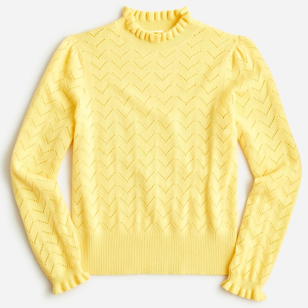 JCREW CASHMERE POINTELLE MOCKNECK SWEATER SZ MEDIUM
